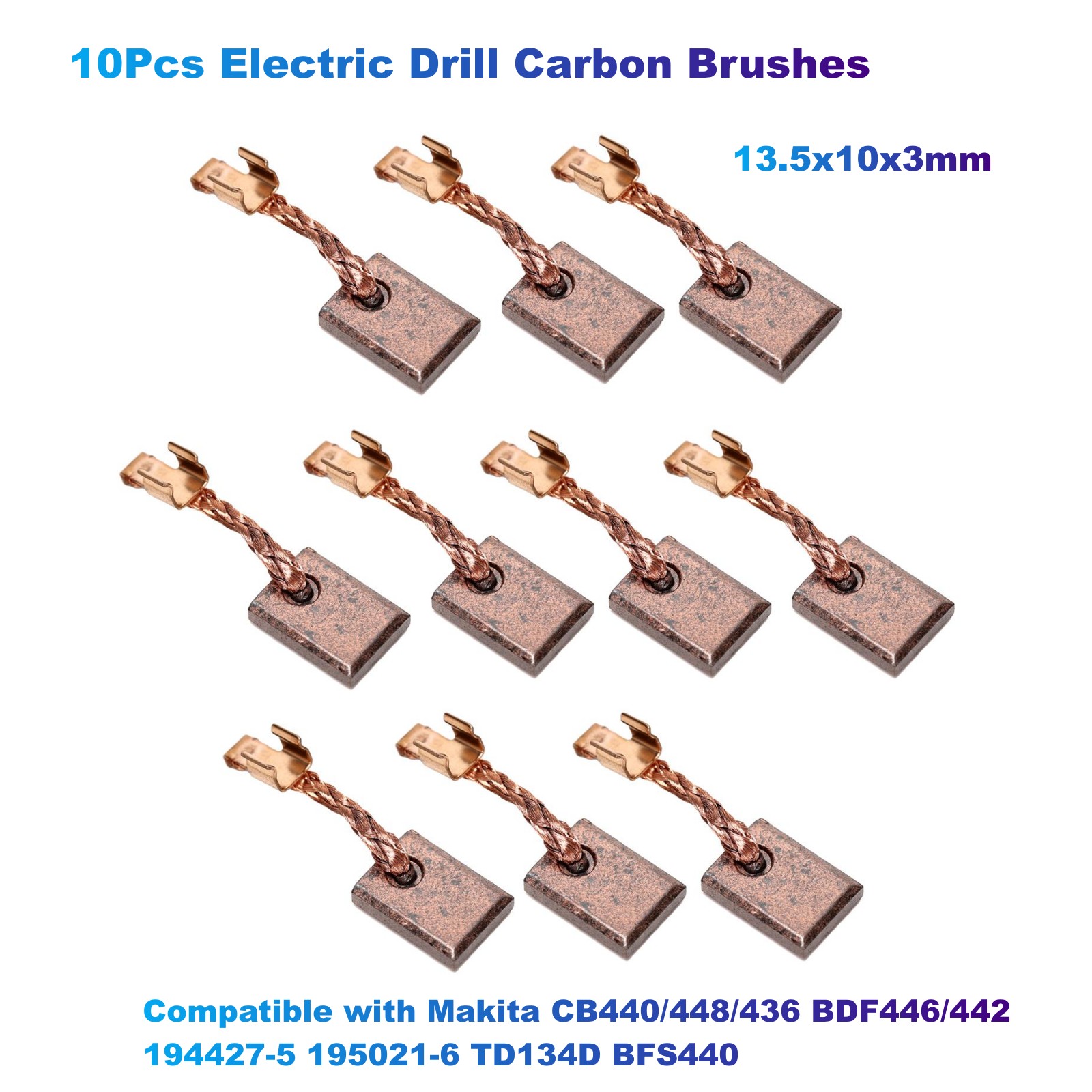 Power Tools Carbon Brush - 10Pcs Electric Drill Carbon Brushes 13.5x10x3mm