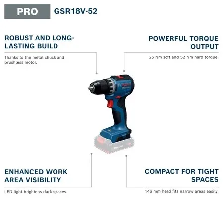 BOSCH GSR 18V-52 PRO Cordless  - Cordless Drill Driver recension och pris