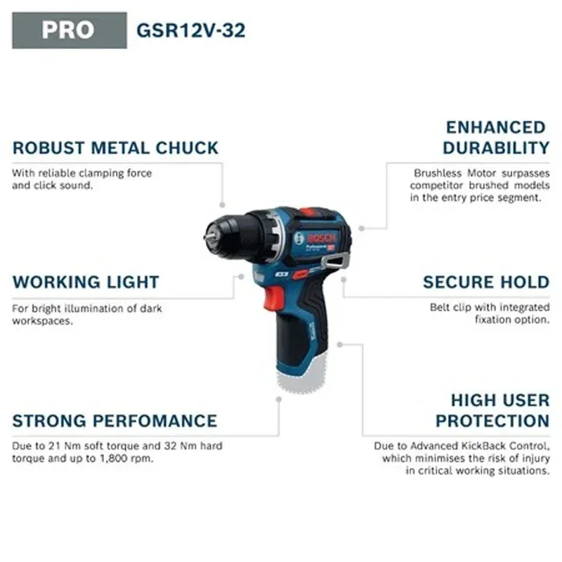 Bosch GSR 12V-32 Brushless Cor - Cordless Drill Driver recension och pris